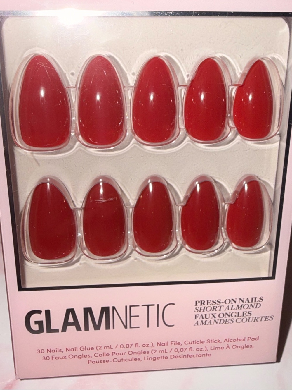 Glamnetic “Classic Red” Red Short Almond Press-On Nails